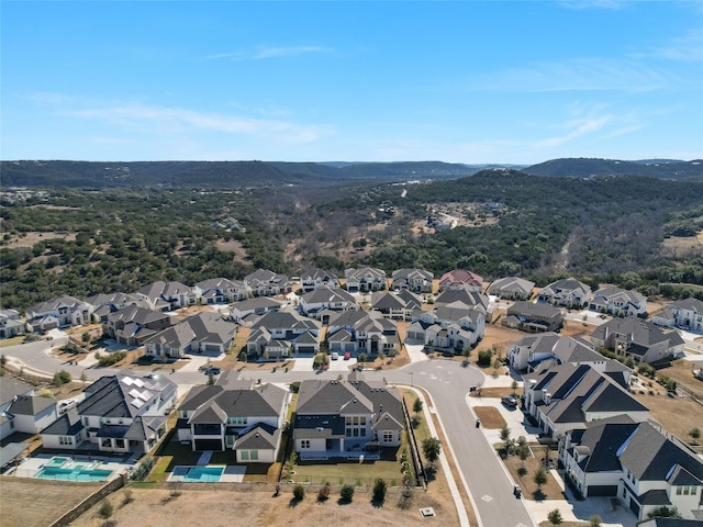 aerial view with a mountain view