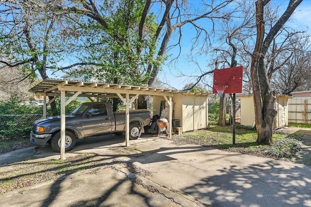 view of parking featuring a carport