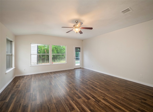 1416 Thibodeaux Dr, Round Rock, TX 78664 - unfurnished room with dark wood-type flooring, a ceiling fan, and baseboards