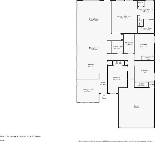 1416 Thibodeaux Dr, Round Rock, TX 78664 - floor plan / room layout