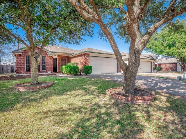1416 Thibodeaux Dr, Round Rock, TX 78664 - single story home with an attached garage, brick siding, and concrete driveway
