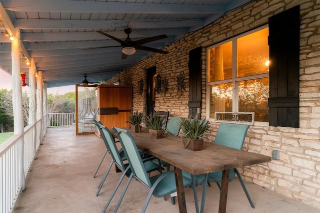 view of patio with ceiling fan