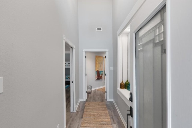 13569 Bullion Ct, Corpus Christi, TX 78418 - hallway featuring wood finished floors and a high ceiling