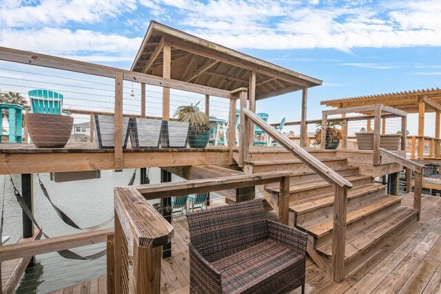 13569 Bullion Ct, Corpus Christi, TX 78418 - wooden terrace featuring stairs