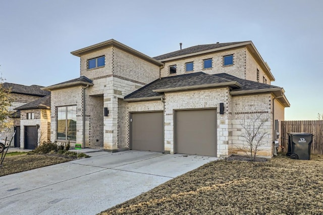 155 Cyrus Milton Dr, Buda, TX 78610 - view of front facade with driveway, a garage, stone siding, brick siding, and a shingled roof