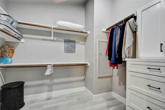 spacious closet featuring electric panel