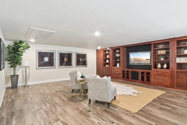 living room with wood-type flooring