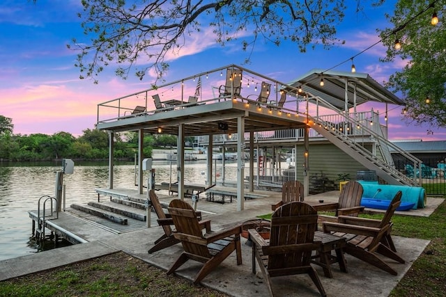 view of dock featuring a water view