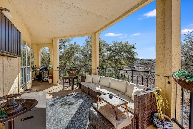 exterior space featuring an outdoor living space