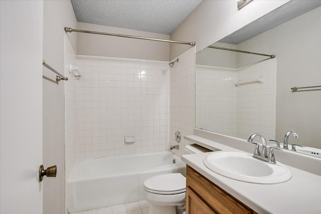 11901 Swearingen Dr Unit 37, Austin, TX 78758 - bathroom with vanity, shower / bath combination, a textured ceiling, and tile patterned floors