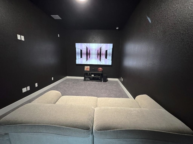 cinema room featuring carpet