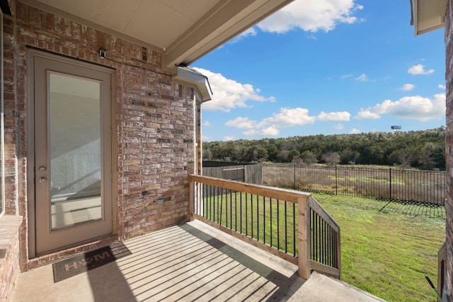 wooden balcony with a deck