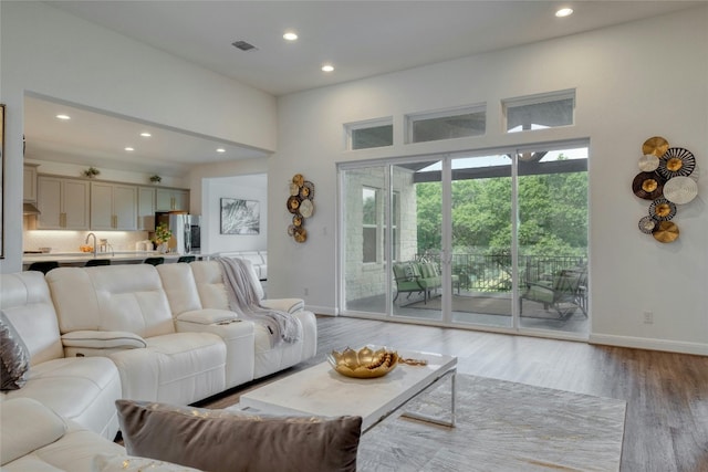 living room featuring light hardwood / wood-style flooring