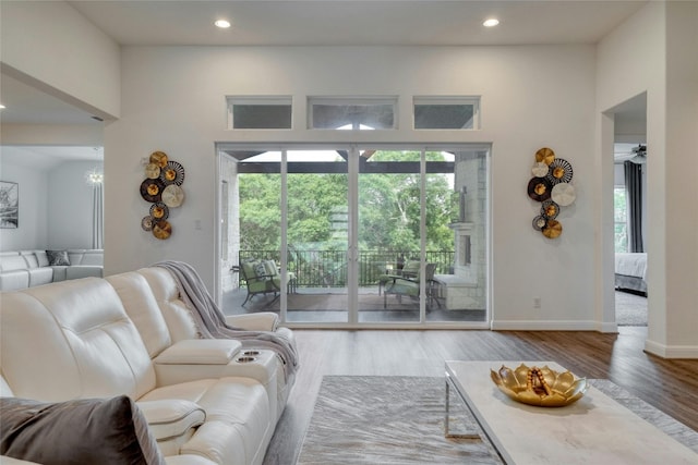 living room featuring hardwood / wood-style flooring