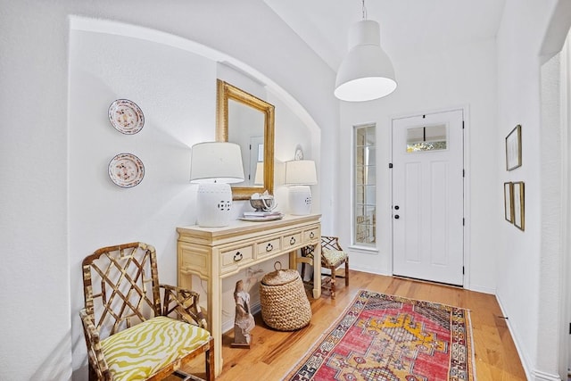 foyer with light hardwood / wood-style floors