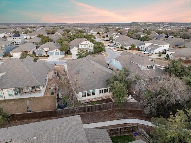 view of aerial view at dusk