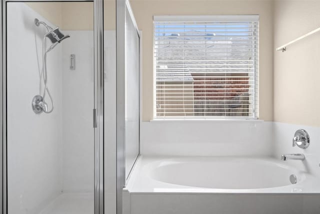 bathroom with plus walk in shower