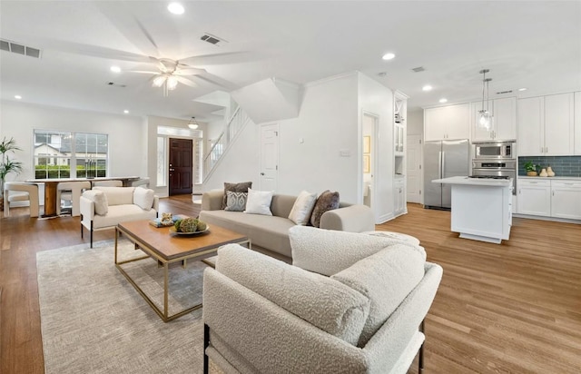 living room featuring light hardwood / wood-style flooring