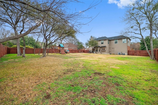 view of yard with a playground