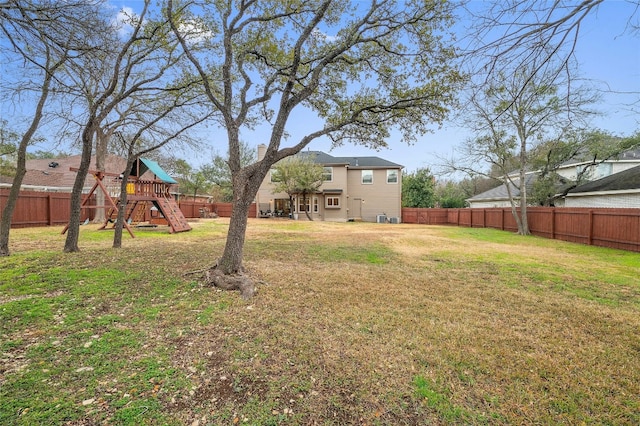 view of yard with a playground