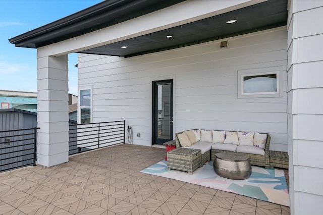 view of patio featuring an outdoor living space