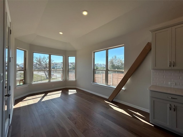 interior space featuring a raised ceiling