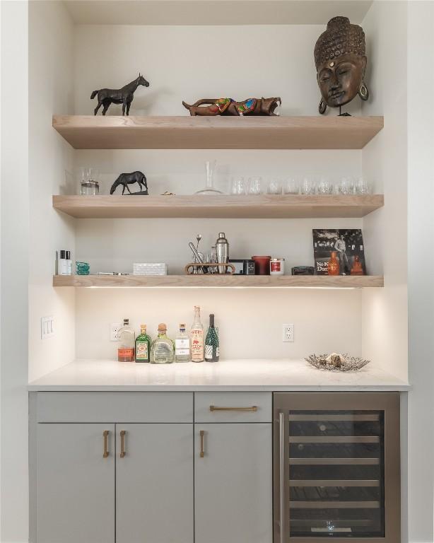 1702 Bauerle Ave, Austin, TX 78704 - indoor dry bar with wine cooler
