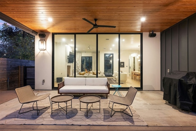 1702 Bauerle Ave, Austin, TX 78704 - view of patio / terrace featuring a ceiling fan and a grill