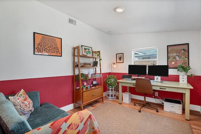 home office featuring wood-type flooring