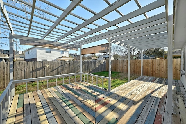 wooden deck featuring a pergola