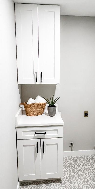 bar with white cabinets