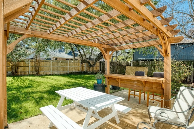 view of patio / terrace featuring a pergola