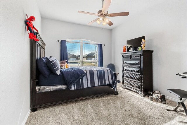 2651 Cowgirl Trl, Belton, TX 76513 - carpeted bedroom featuring baseboards and a ceiling fan