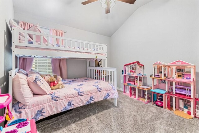 2651 Cowgirl Trl, Belton, TX 76513 - carpeted bedroom with lofted ceiling and a ceiling fan