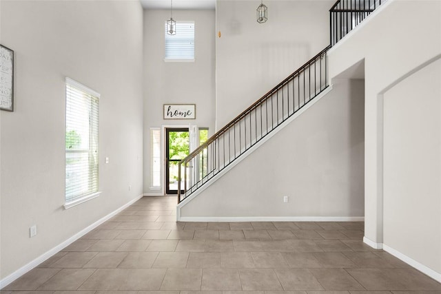 foyer with a high ceiling