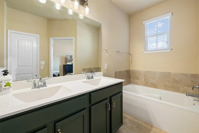 bathroom featuring vanity and a bathing tub