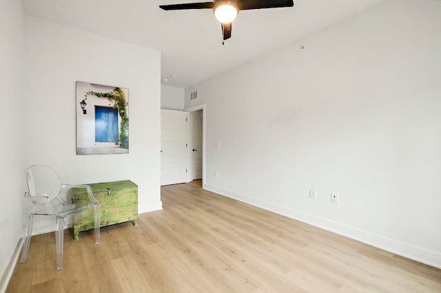 3101 Govalle Ave Unit 106, Austin, TX 78702 - spare room featuring a ceiling fan, baseboards, visible vents, and light wood-style flooring