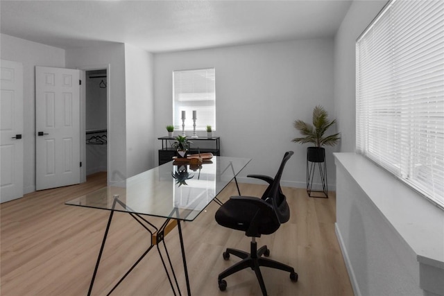 office space featuring light hardwood / wood-style flooring