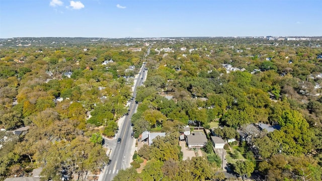 2612 Bridle Path, Austin, TX 78703 - aerial view of property and surrounding area with a heavily wooded area
