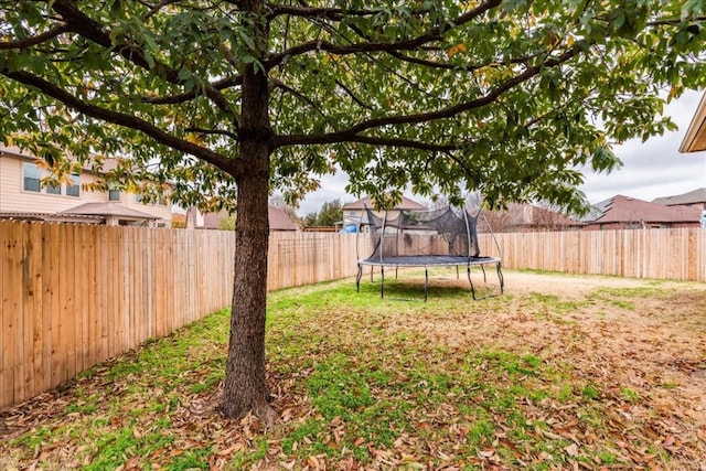 view of yard featuring a trampoline