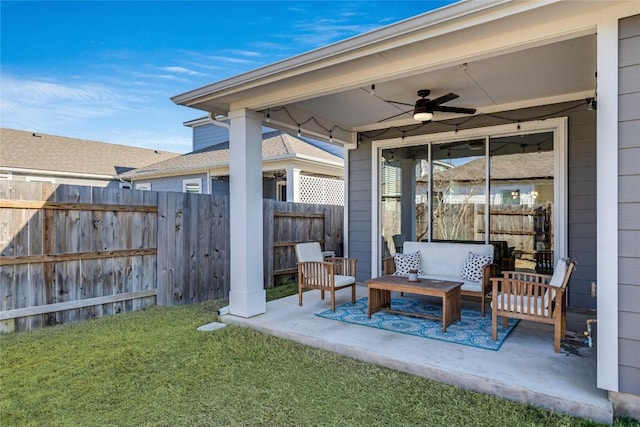 view of patio / terrace with ceiling fan