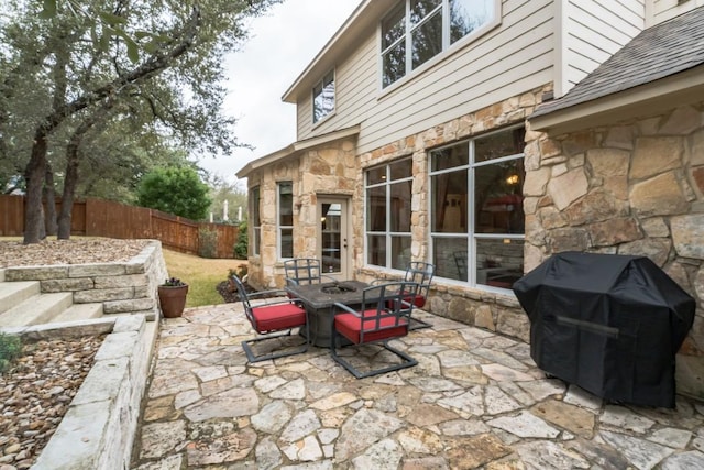 view of patio with area for grilling