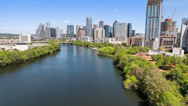 view of city with a water view