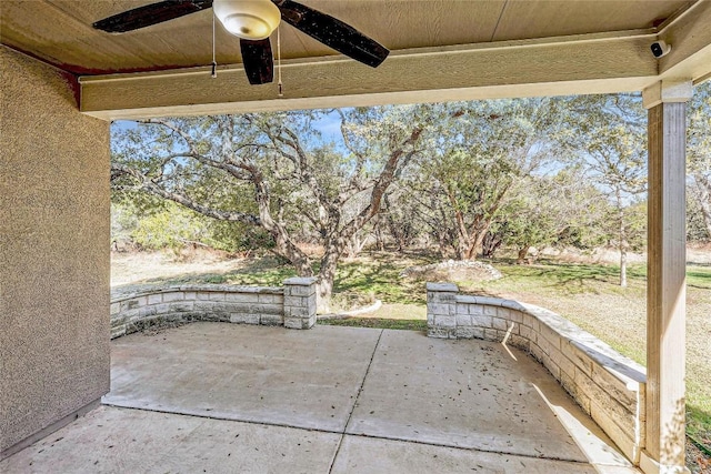 view of patio / terrace featuring ceiling fan