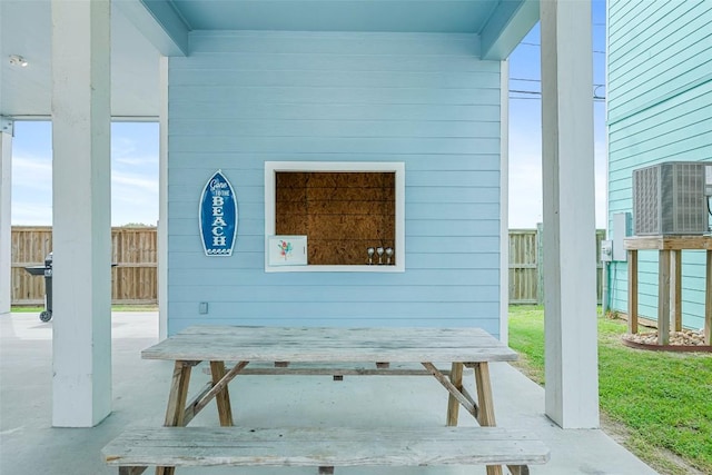 view of patio featuring central air condition unit