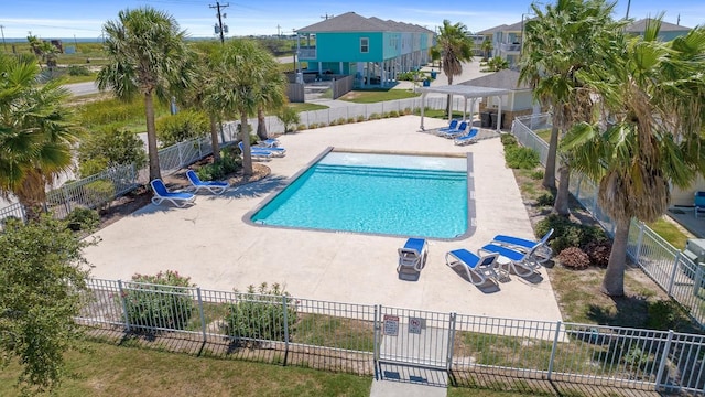 view of pool featuring a pergola and a patio area