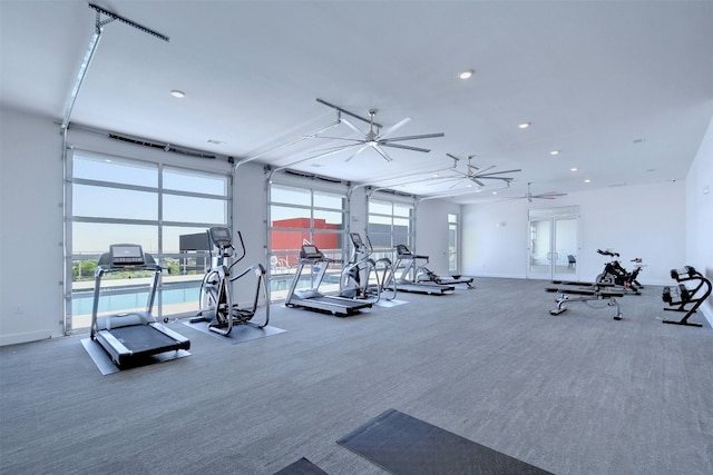 gym featuring carpet