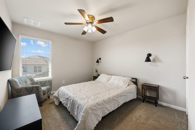 bedroom with carpet floors and ceiling fan