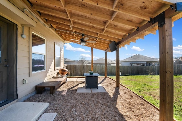 view of patio / terrace featuring ceiling fan