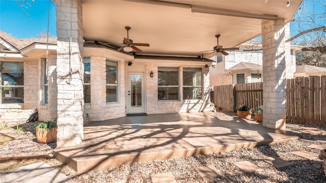 view of patio / terrace with ceiling fan